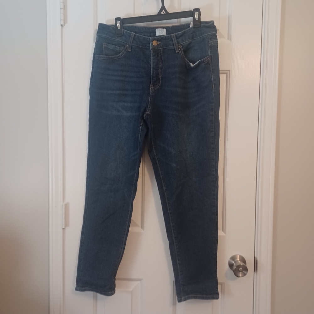 Time And Tru Dk Denim Straight Leg Jeans Sz 12 - Picture 2 of 4